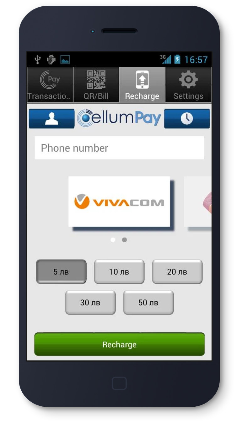 CellumPay top-up on Android
